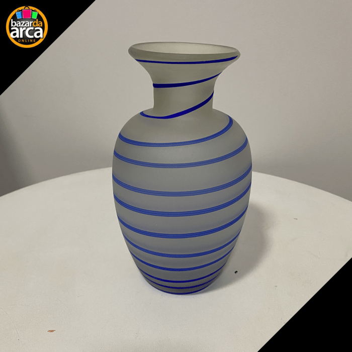 Vaso Vidro Listras azuis