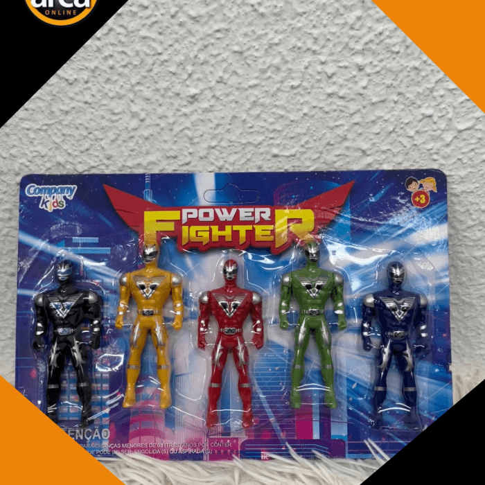 Kit Power Fighter com 5 Bonecos de Ação