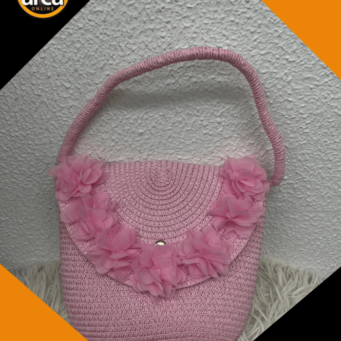 Bolsa Feminina Rosa com Flores