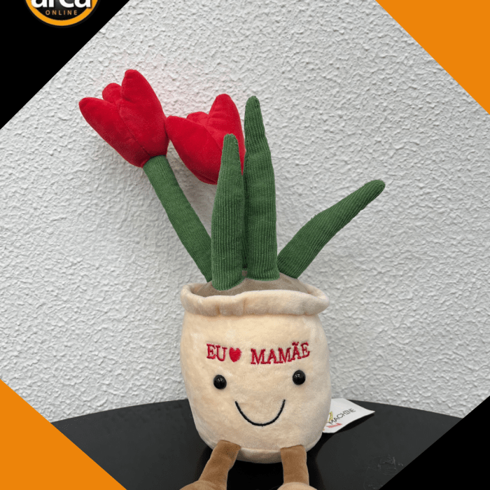 Pelúcia Vaso de Tulipas "Eu Amo Mamãe"