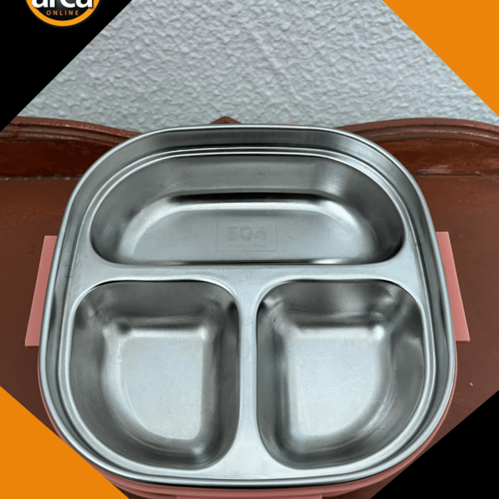Marmita Térmica Infantil em Aço Inox com Divisórias.